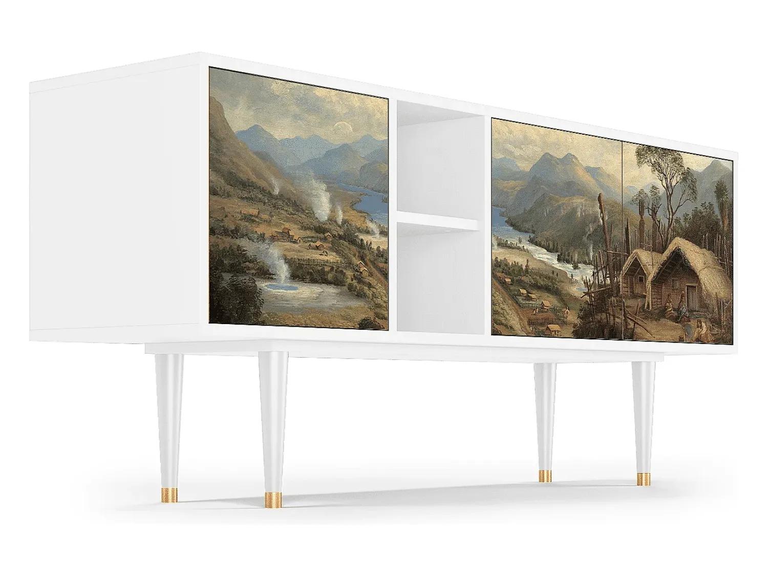 Móvel De Tv* Mueble de TV - 150х69х41 cm - T5 - View Across the Plains , Branco Bege