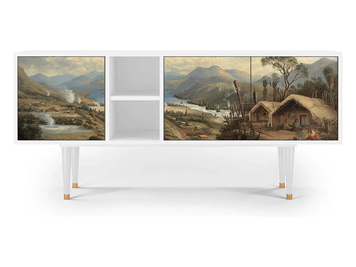 Móvel De Tv* Mueble de TV - 150х69х41 cm - T5 - View Across the Plains , Branco Bege