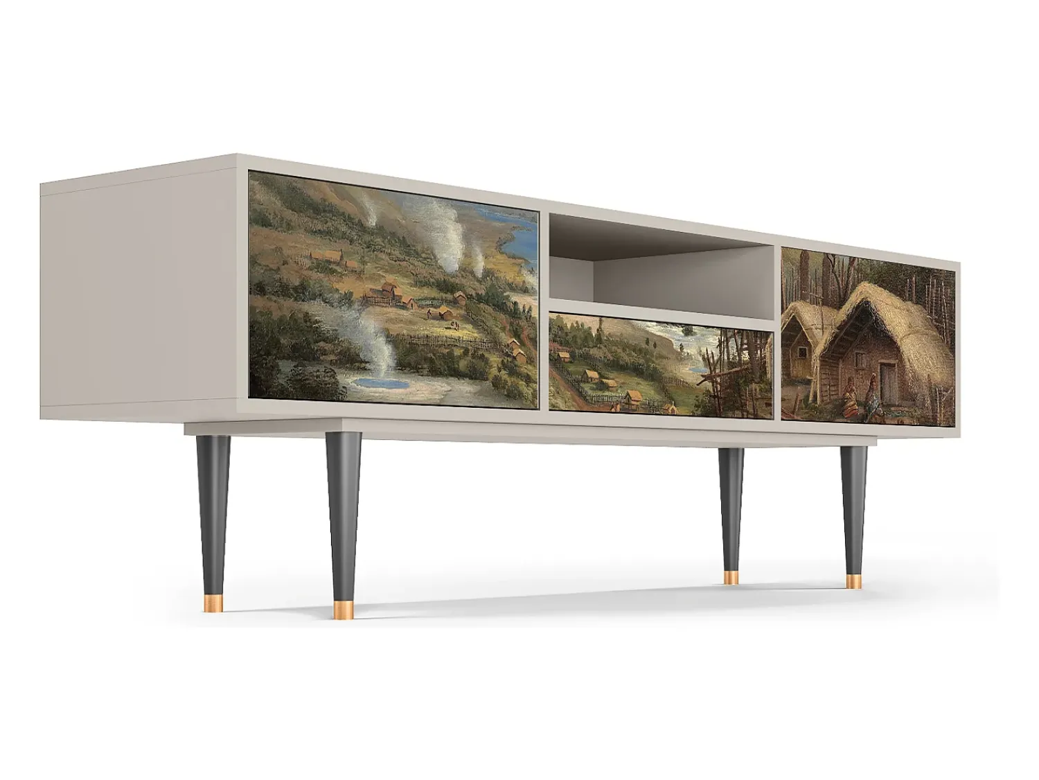 Móvel De Tv* Mueble de TV - 170х59х41 cm - T6 - View Across the Plains , Areia Bege