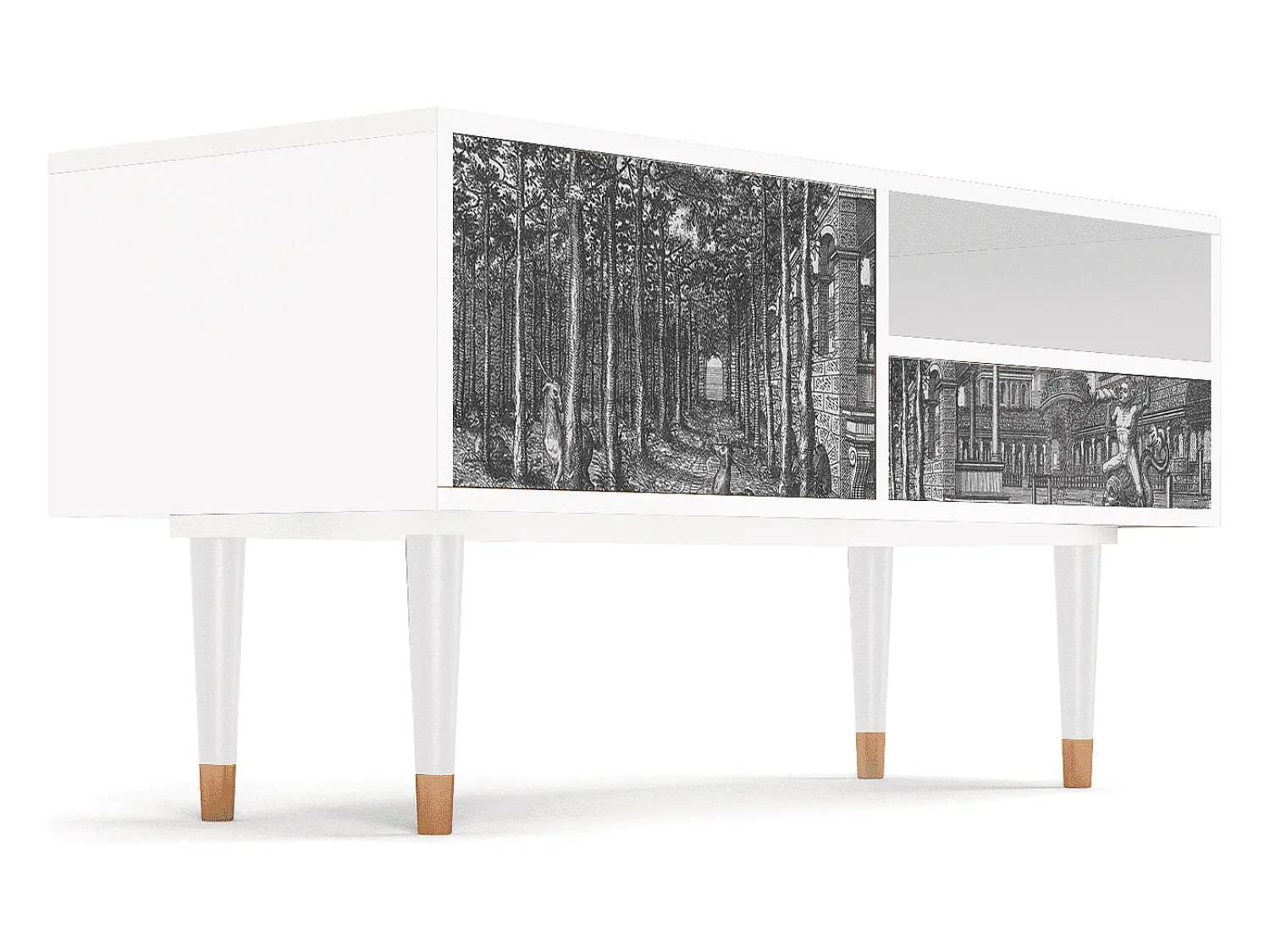 Móvel De Tv| Mueble de TV - 115х59х48 cm - T3 - View of the Piazza, Branco Bege