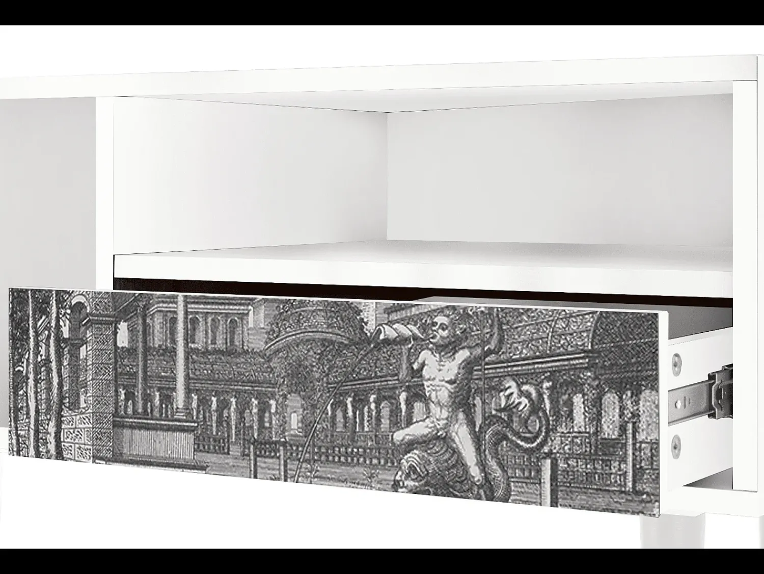Móvel De Tv| Mueble de TV - 115х59х48 cm - T3 - View of the Piazza, Branco Bege