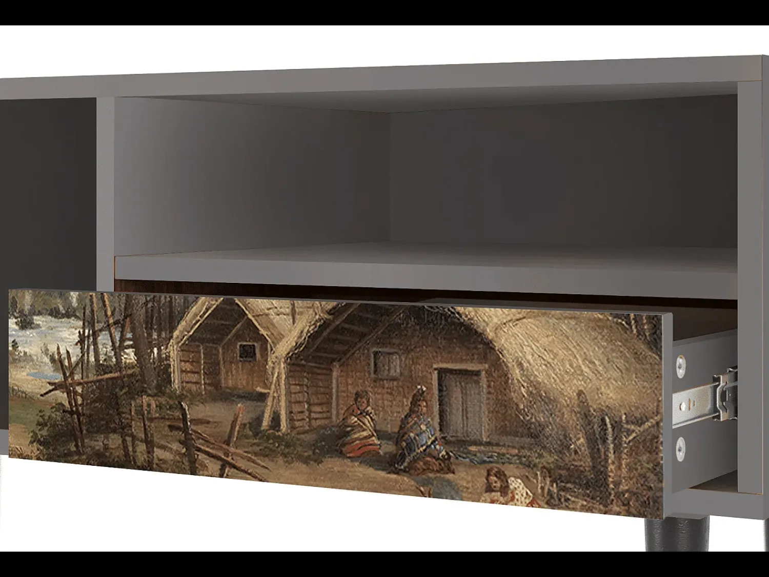 Clearance Mueble de TV - 115х59х48 cm - T3 - View Across the Plains , Cinza Cinzento