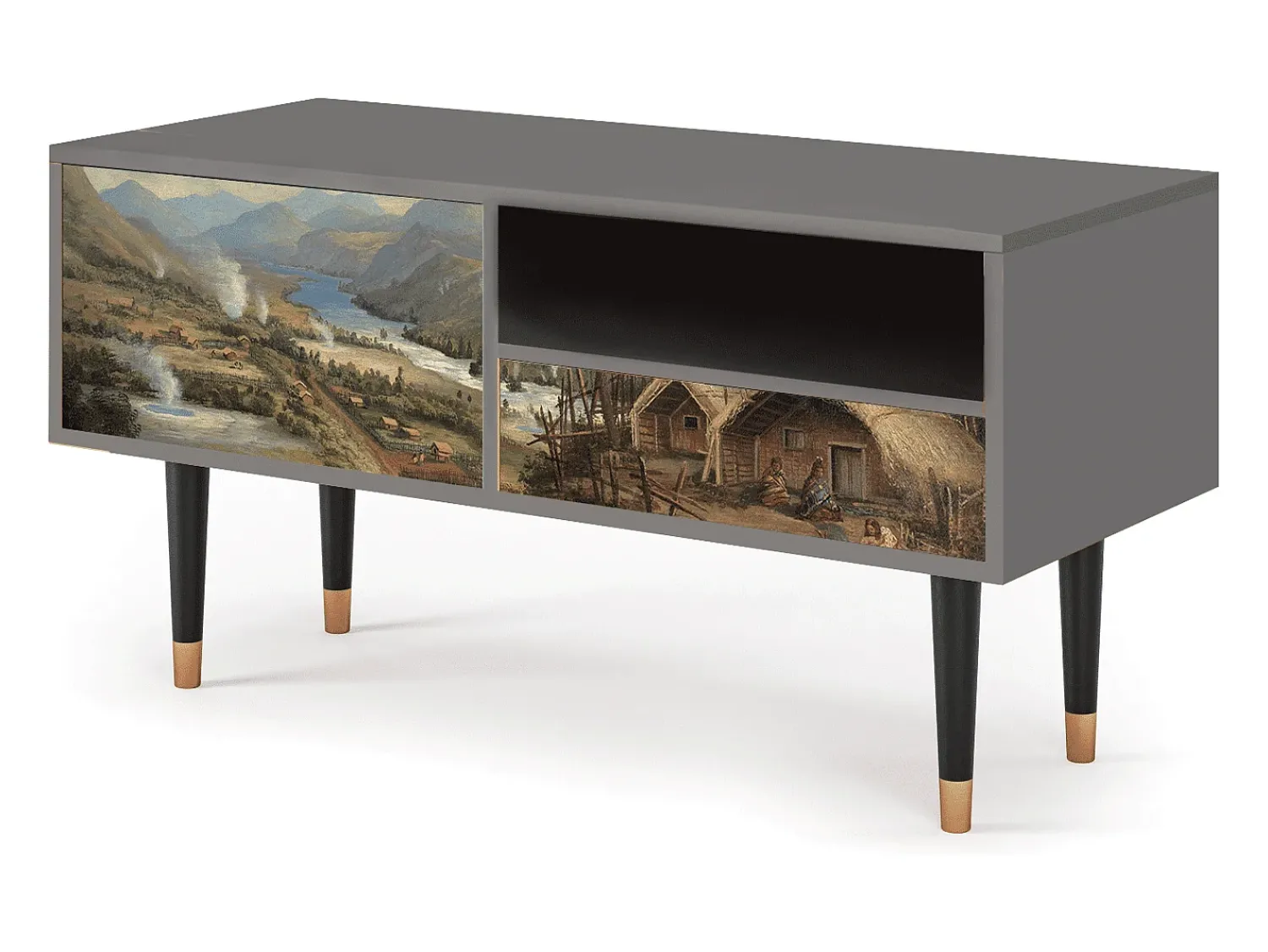 Clearance Mueble de TV - 115х59х48 cm - T3 - View Across the Plains , Cinza Cinzento