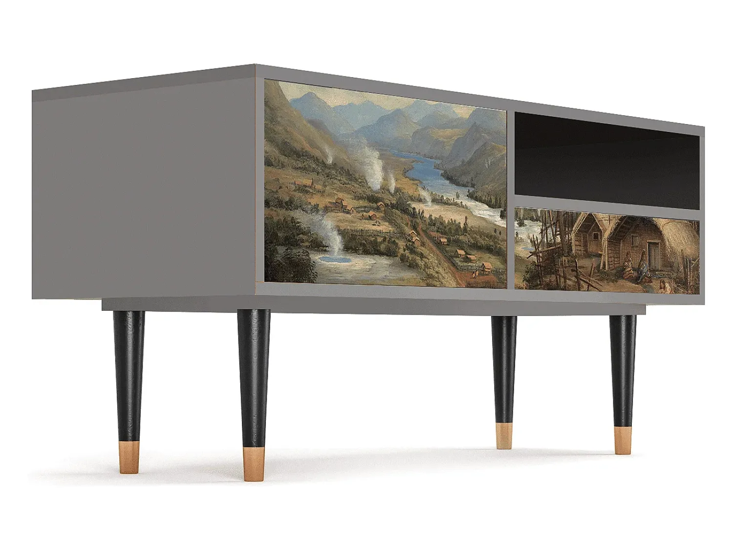 Clearance Mueble de TV - 115х59х48 cm - T3 - View Across the Plains , Cinza Cinzento