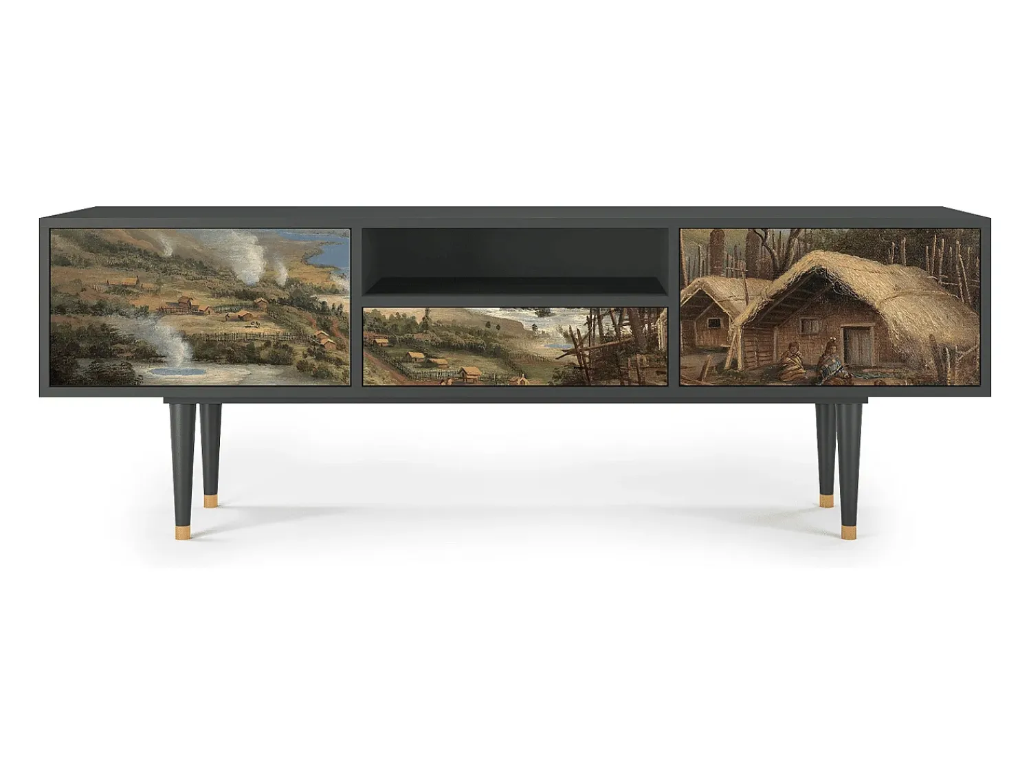 Móvel De Tv* Mueble de TV - 170х59х41 cm - T6 - View Across the Plains , Antracite Cinza antracite