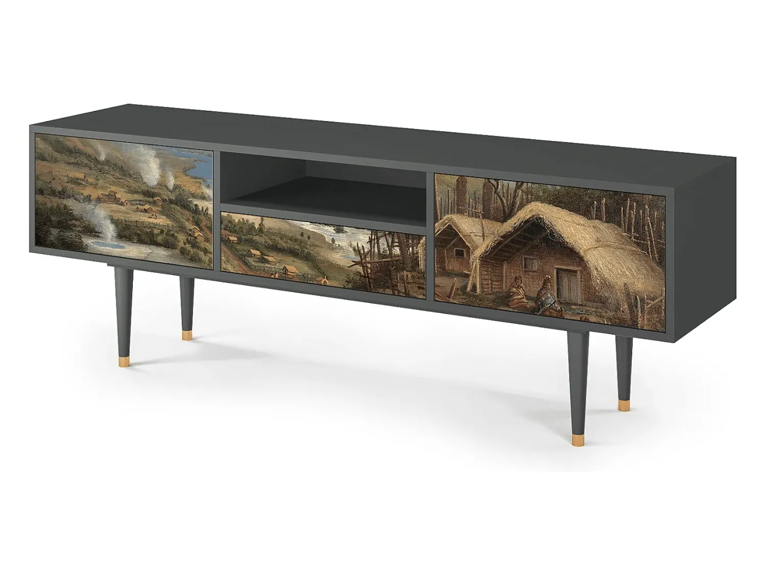 Móvel De Tv* Mueble de TV - 170х59х41 cm - T6 - View Across the Plains , Antracite Cinza antracite