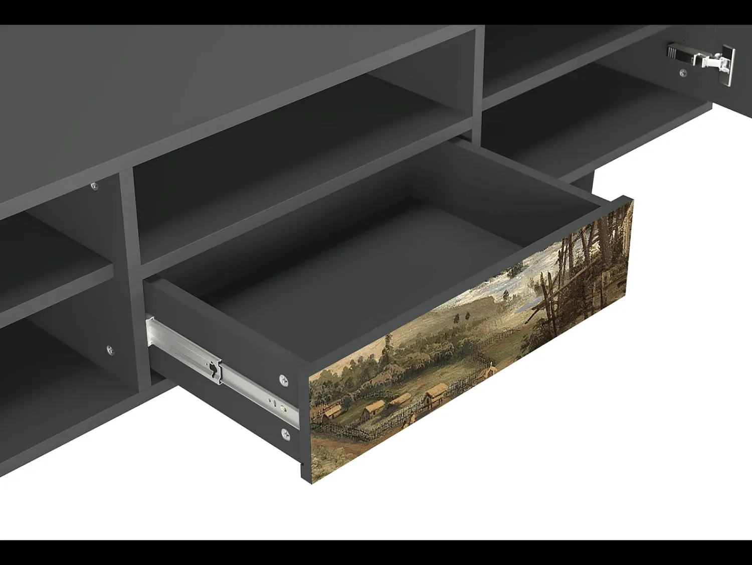 Móvel De Tv* Mueble de TV - 170х59х41 cm - T6 - View Across the Plains , Antracite Cinza antracite