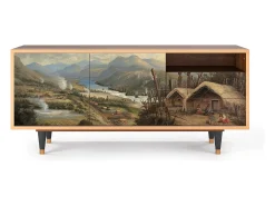 Móvel De Tv* Mueble de TV - 125х56х41 cm - T7 - View Across the Plains , Nogueira Castanho