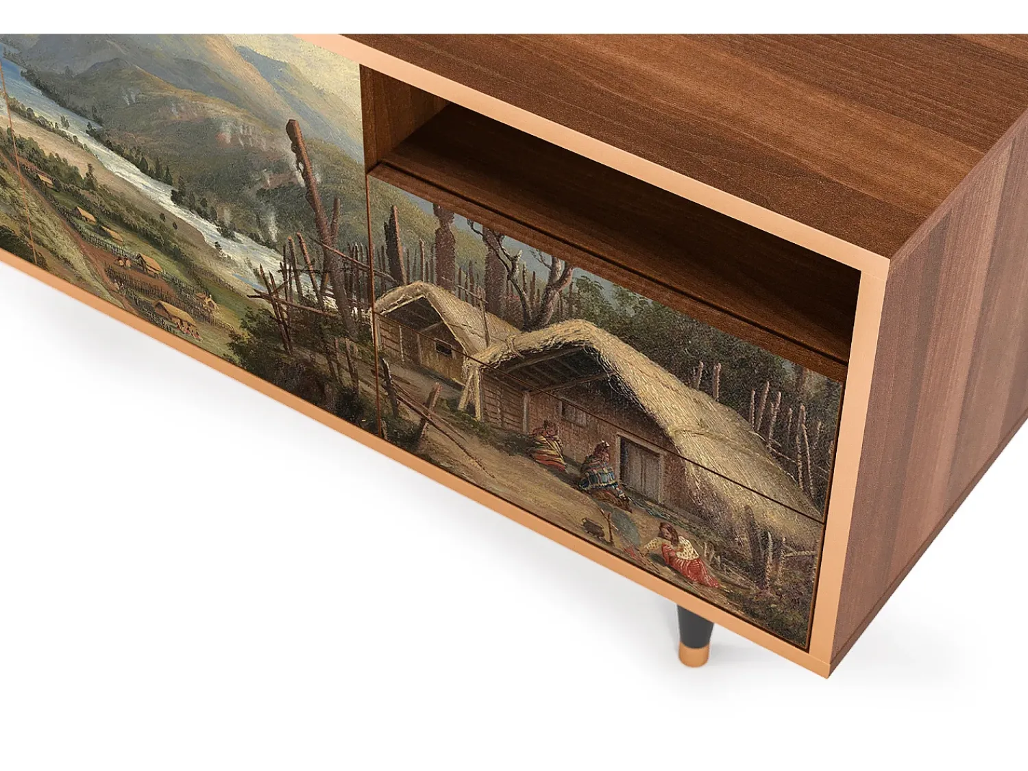 Móvel De Tv* Mueble de TV - 125х56х41 cm - T7 - View Across the Plains , Nogueira Castanho