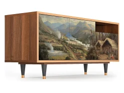 Móvel De Tv* Mueble de TV - 125х56х41 cm - T7 - View Across the Plains , Nogueira Castanho