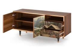 Móvel De Tv* Mueble de TV - 125х56х41 cm - T7 - View Across the Plains , Nogueira Castanho