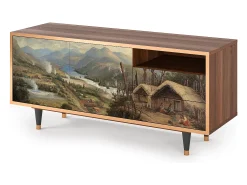 Móvel De Tv* Mueble de TV - 125х56х41 cm - T7 - View Across the Plains , Nogueira Castanho