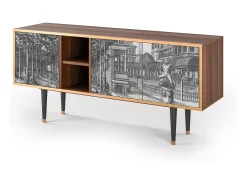 Móvel De Tv* Mueble de TV - 150х69х41 cm - T5 - View of the Piazza, Nogueira Castanho