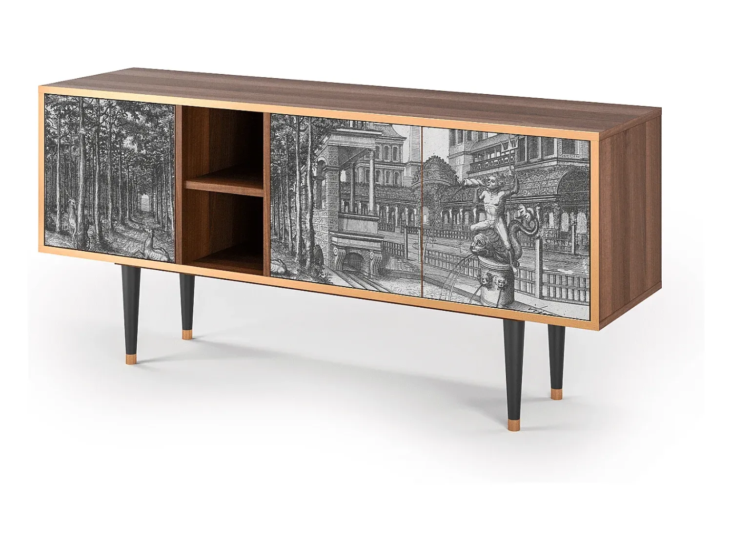 Móvel De Tv* Mueble de TV - 150х69х41 cm - T5 - View of the Piazza, Nogueira Castanho