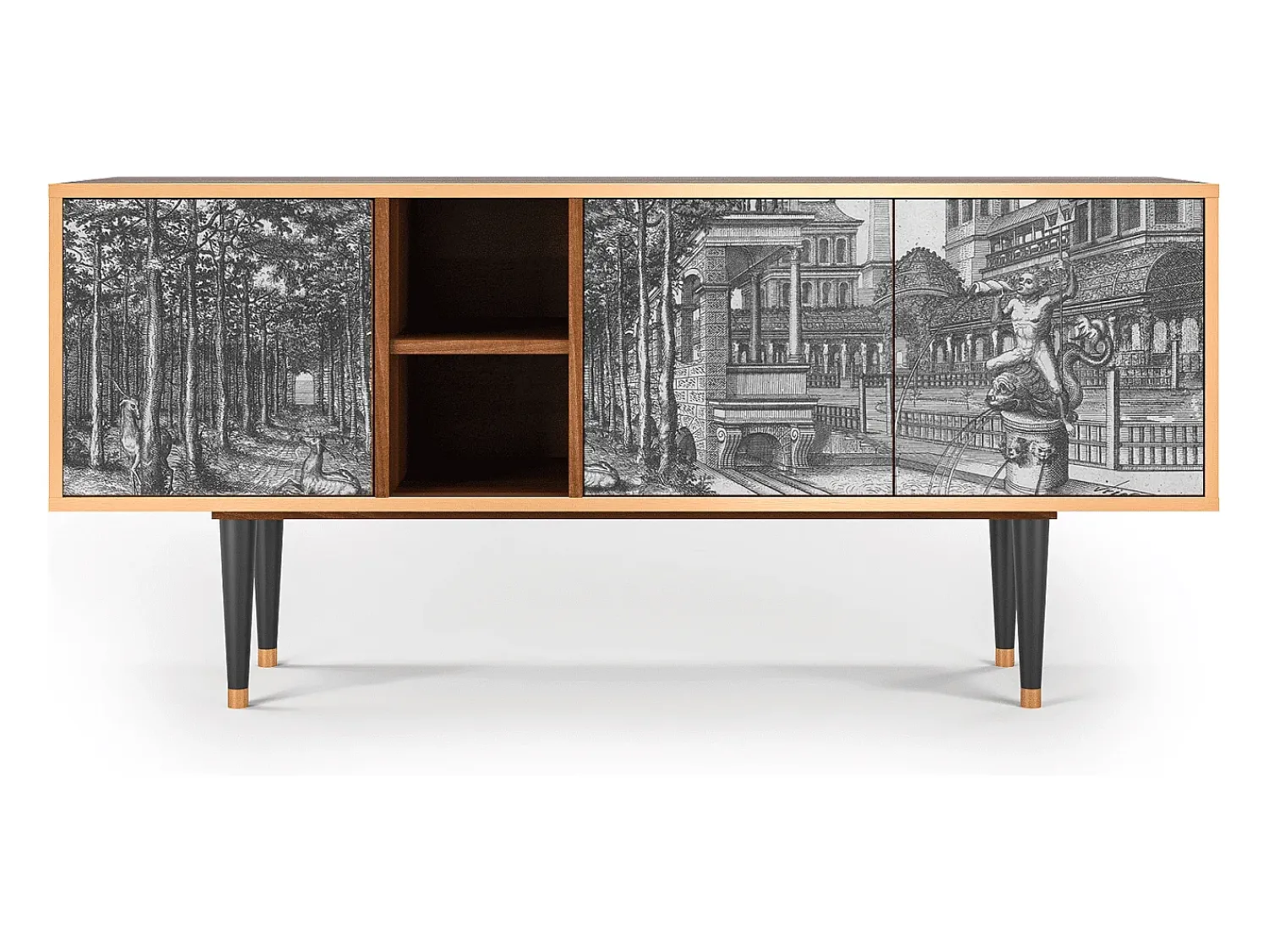 Móvel De Tv* Mueble de TV - 150х69х41 cm - T5 - View of the Piazza, Nogueira Castanho