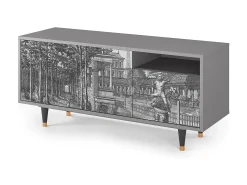 Móvel De Tv| Mueble de TV - 125х56х41 cm - T7 - View of the Piazza, Cinza Cinzento