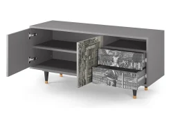 Móvel De Tv| Mueble de TV - 125х56х41 cm - T7 - View of the Piazza, Cinza Cinzento
