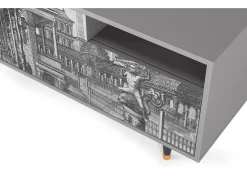 Móvel De Tv| Mueble de TV - 125х56х41 cm - T7 - View of the Piazza, Cinza Cinzento