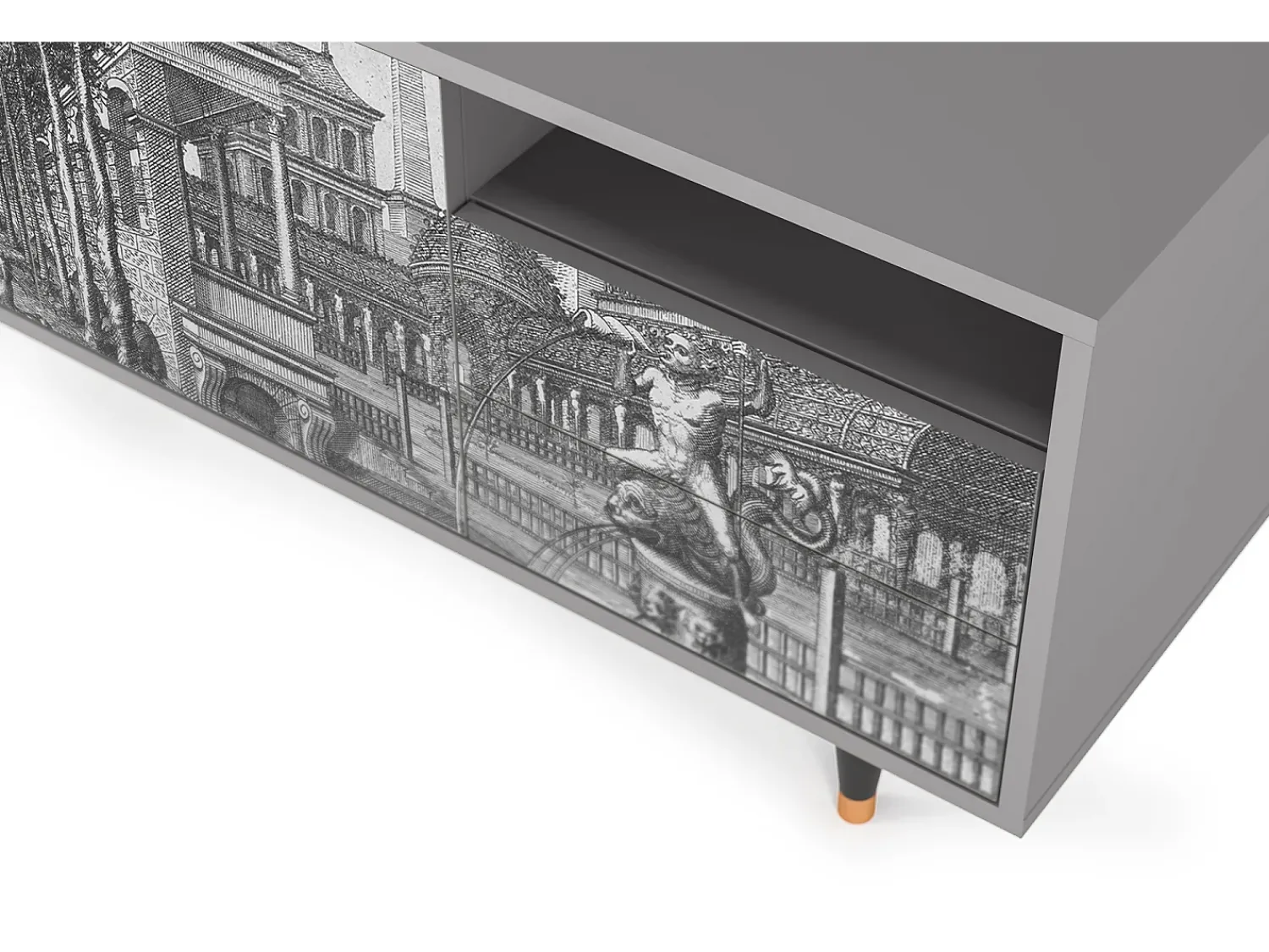 Móvel De Tv| Mueble de TV - 125х56х41 cm - T7 - View of the Piazza, Cinza Cinzento