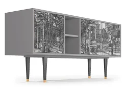 Móvel De Tv| Mueble de TV - 150х69х41 cm - T5 - View of the Piazza, Cinza Cinzento