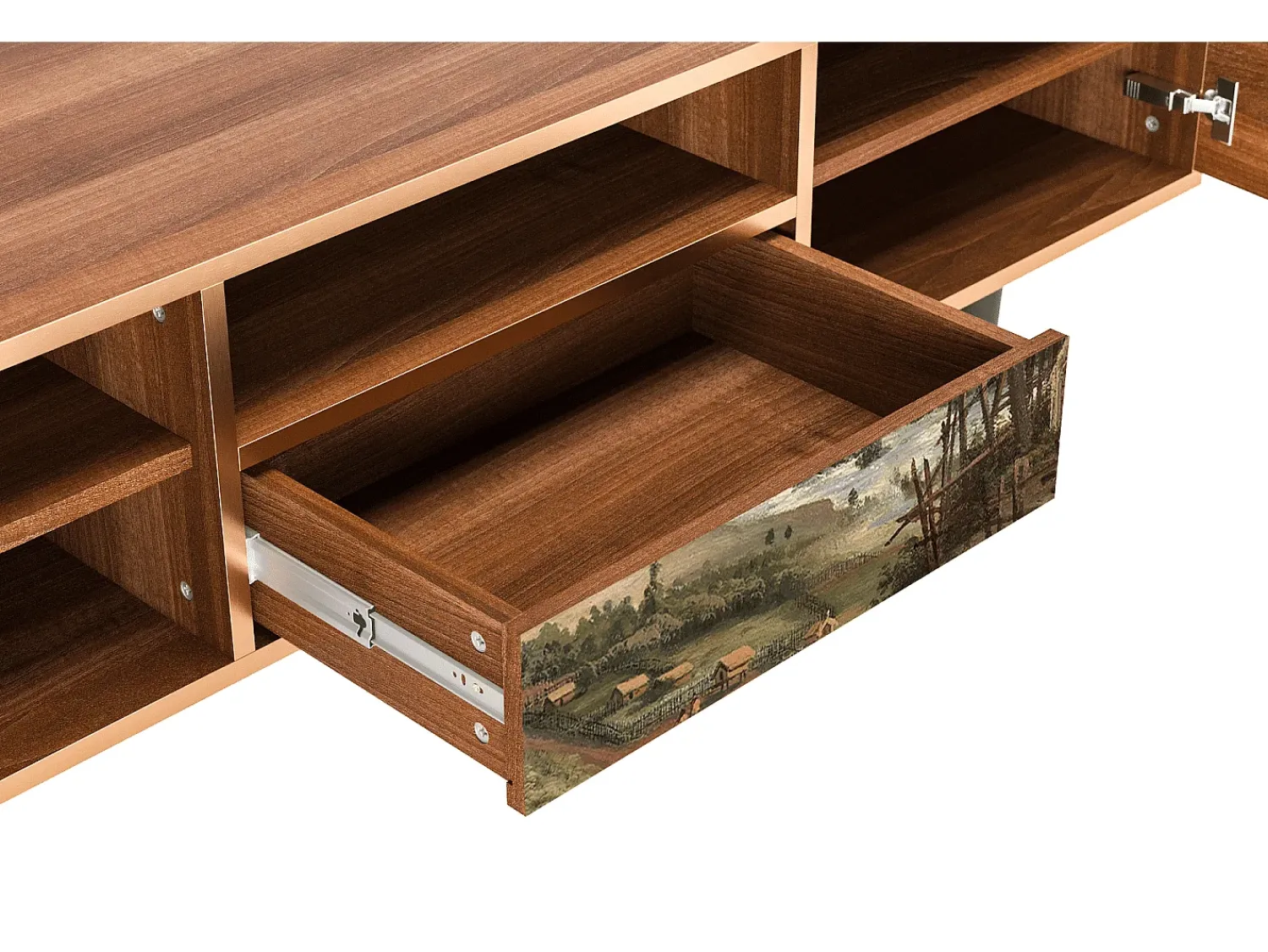 Móvel De Tv* Mueble de TV - 170х59х41 cm - T6 - View Across the Plains , Nogueira Castanho