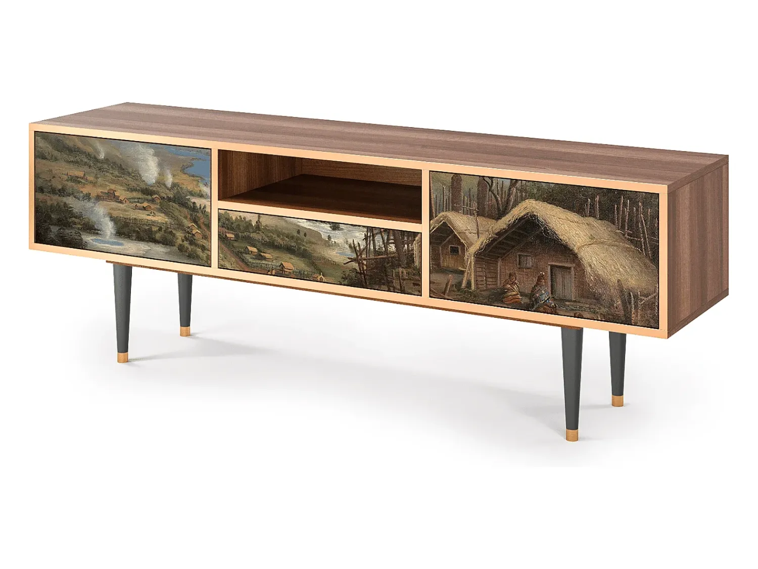 Móvel De Tv* Mueble de TV - 170х59х41 cm - T6 - View Across the Plains , Nogueira Castanho
