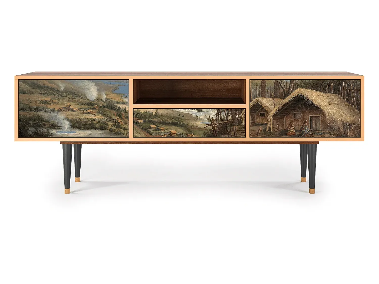 Móvel De Tv* Mueble de TV - 170х59х41 cm - T6 - View Across the Plains , Nogueira Castanho