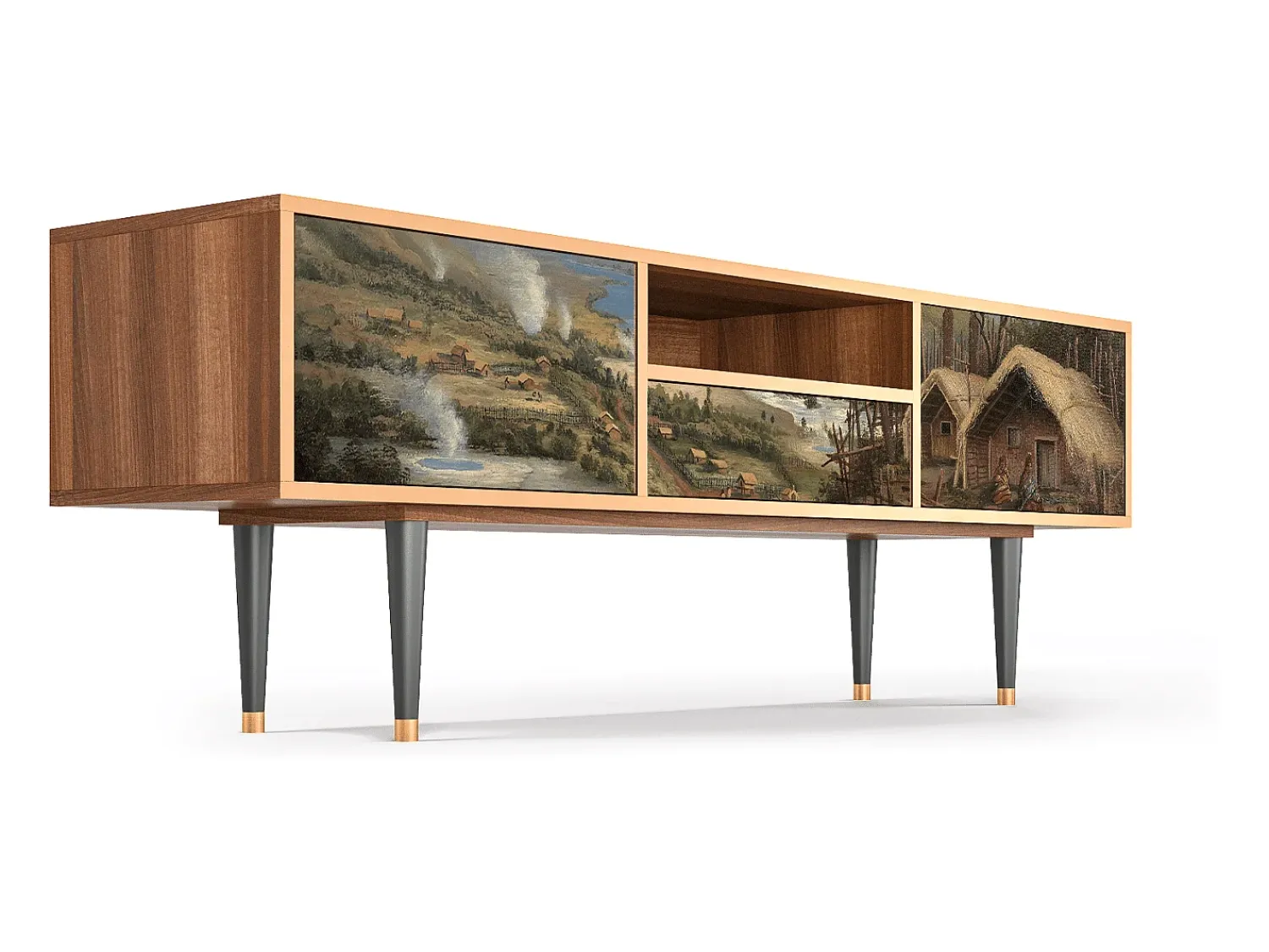 Móvel De Tv* Mueble de TV - 170х59х41 cm - T6 - View Across the Plains , Nogueira Castanho