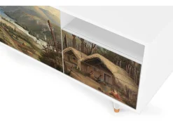 Móvel De Tv| Mueble de TV - 125х56х41 cm - T7 - View Across the Plains , Branco Bege