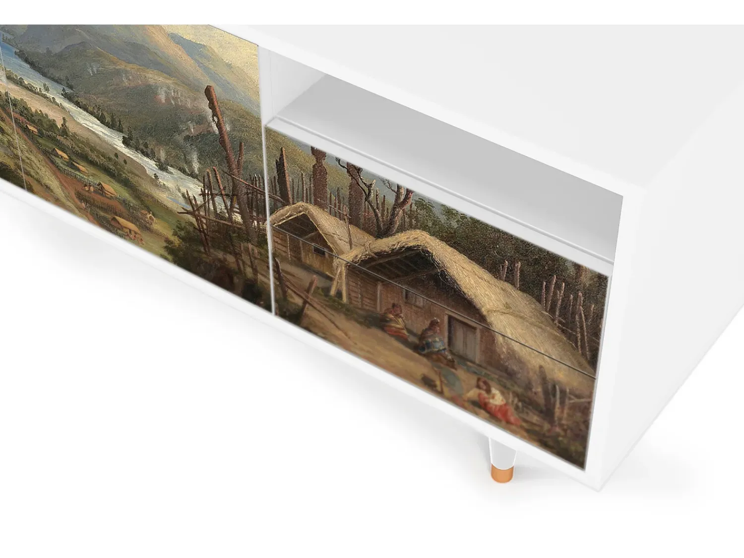 Móvel De Tv| Mueble de TV - 125х56х41 cm - T7 - View Across the Plains , Branco Bege