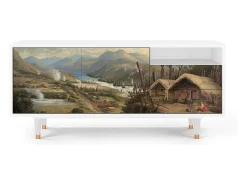 Móvel De Tv| Mueble de TV - 125х56х41 cm - T7 - View Across the Plains , Branco Bege