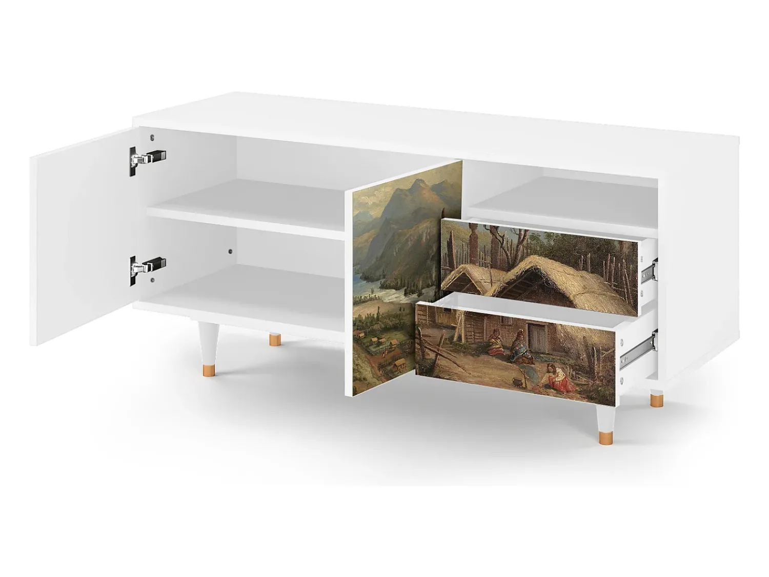 Móvel De Tv| Mueble de TV - 125х56х41 cm - T7 - View Across the Plains , Branco Bege
