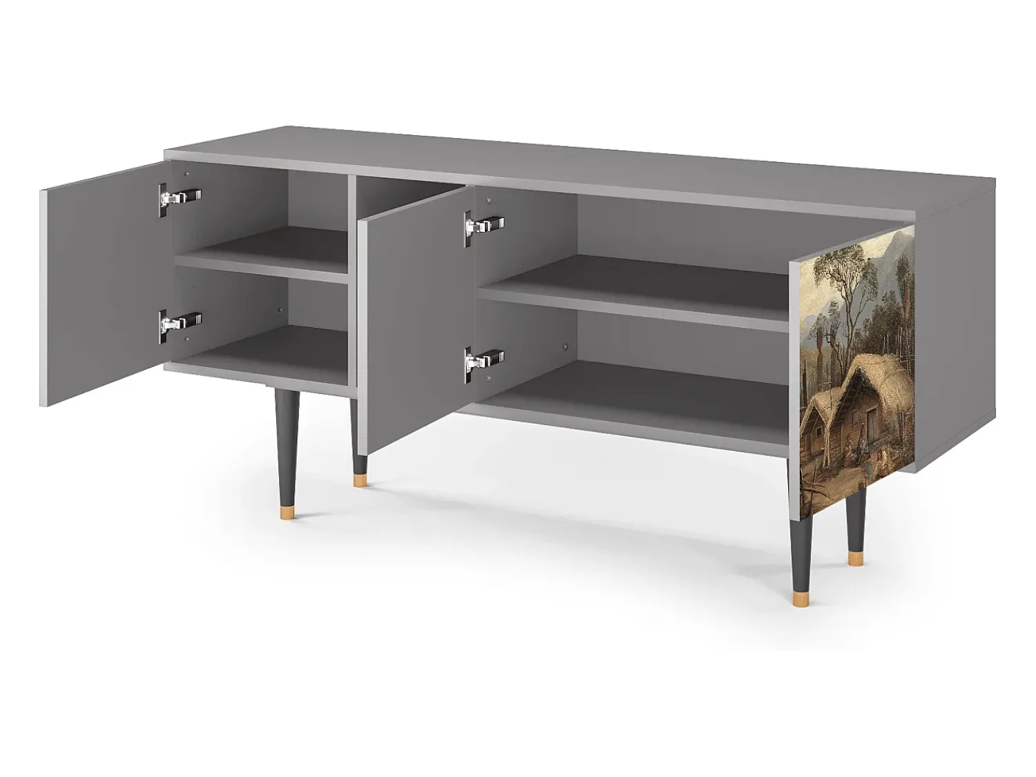 Móvel De Tv| Mueble de TV - 150х69х41 cm - T5 - View Across the Plains , Cinza Cinzento