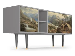 Móvel De Tv| Mueble de TV - 150х69х41 cm - T5 - View Across the Plains , Cinza Cinzento