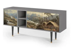 Móvel De Tv| Mueble de TV - 150х69х41 cm - T5 - View Across the Plains , Cinza Cinzento