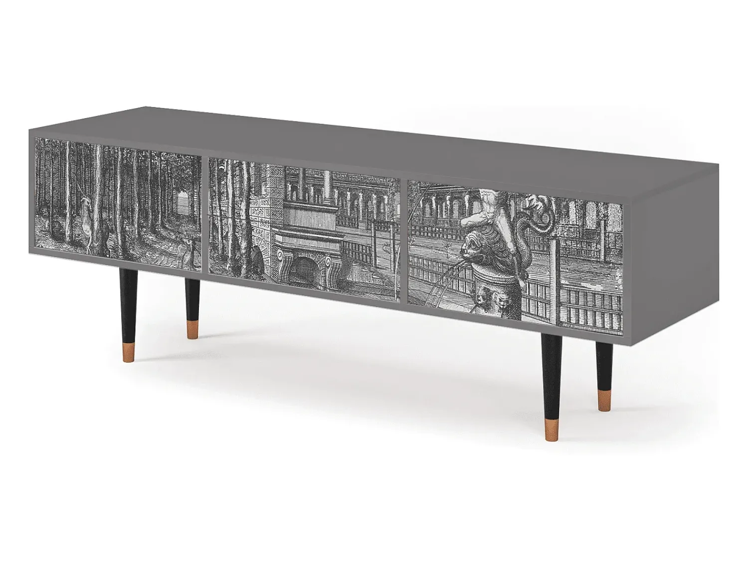 Móvel De Tv* Mueble de TV - 170х59х48 cm - T4 - View of the Piazza, Cinza Cinzento