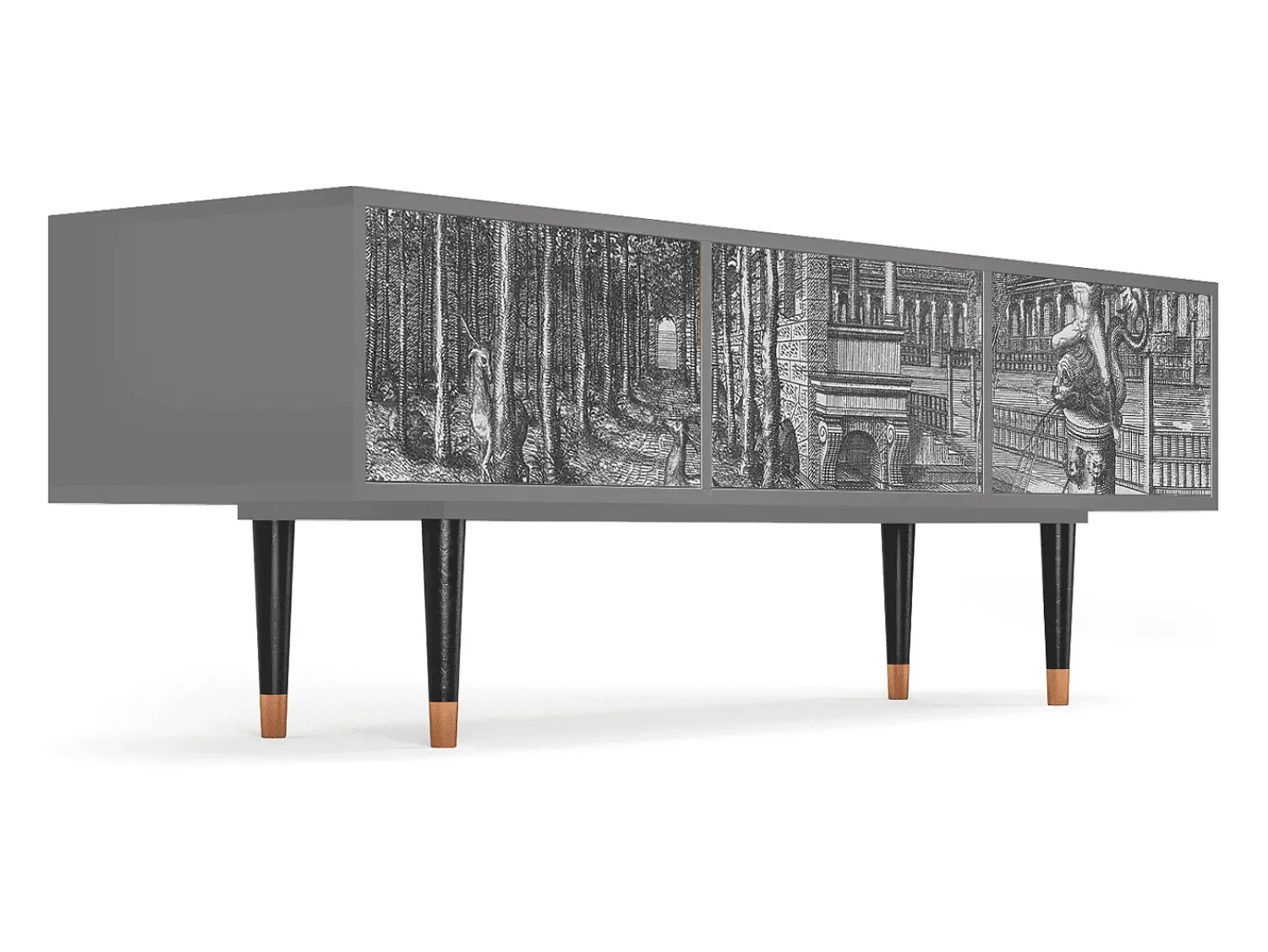 Móvel De Tv* Mueble de TV - 170х59х48 cm - T4 - View of the Piazza, Cinza Cinzento