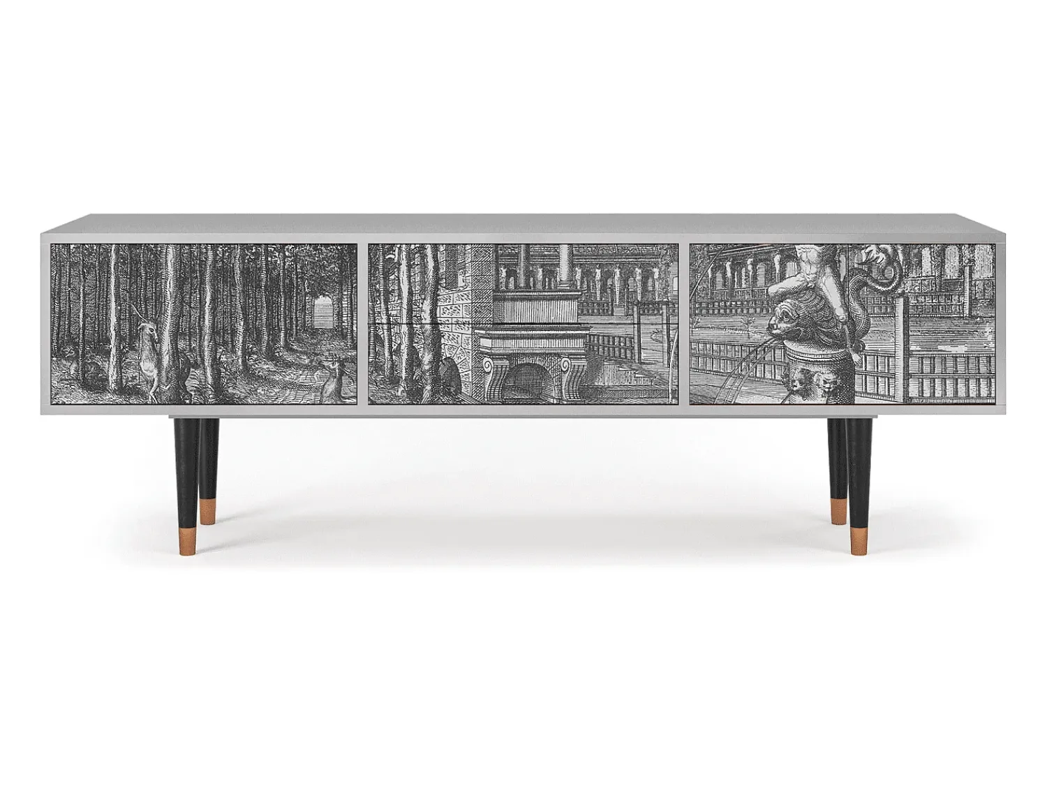 Móvel De Tv* Mueble de TV - 170х59х48 cm - T4 - View of the Piazza, Cinza Cinzento