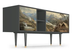 Móvel De Tv* Mueble de TV - 150х69х41 cm - T5 - View Across the Plains , Antracite Cinza antracite