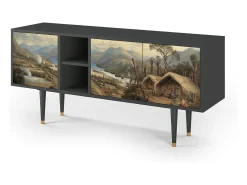 Móvel De Tv* Mueble de TV - 150х69х41 cm - T5 - View Across the Plains , Antracite Cinza antracite