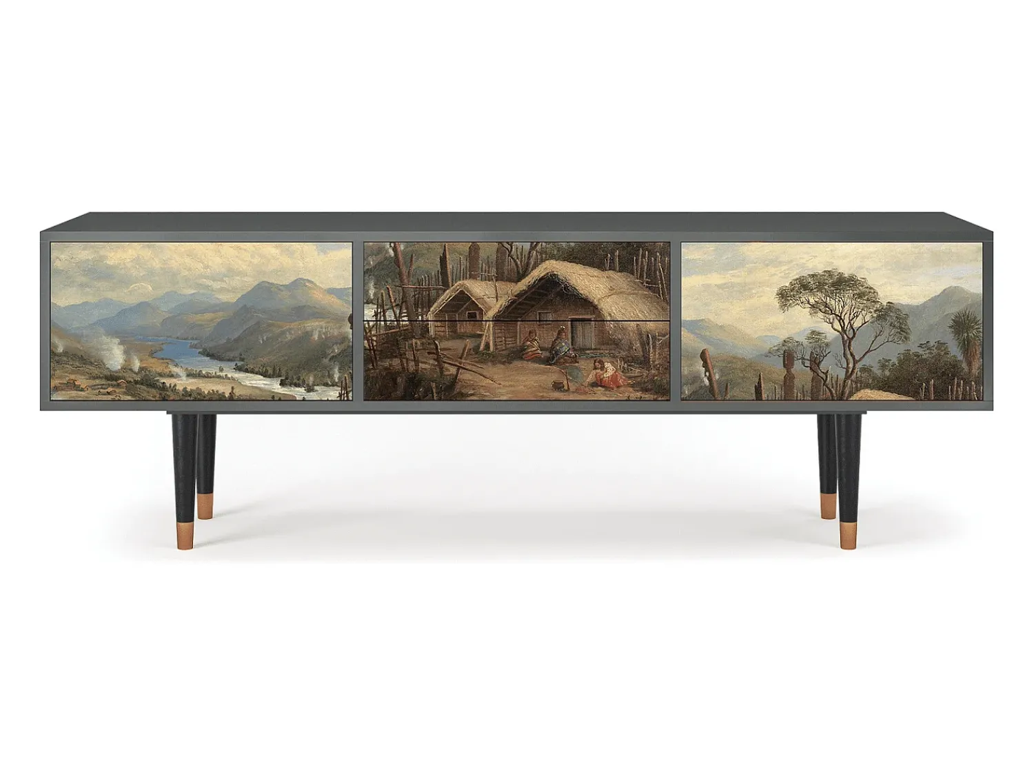 Hot Mueble de TV - 170х59х48 cm - T4 - View Across the Plains , Antracite Cinza antracite