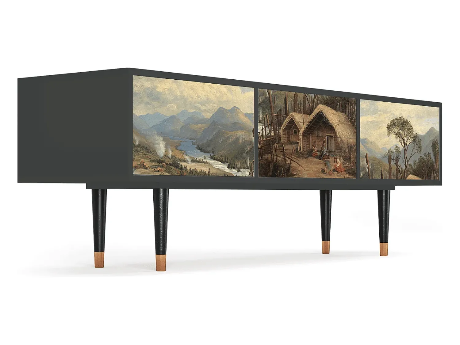 Hot Mueble de TV - 170х59х48 cm - T4 - View Across the Plains , Antracite Cinza antracite
