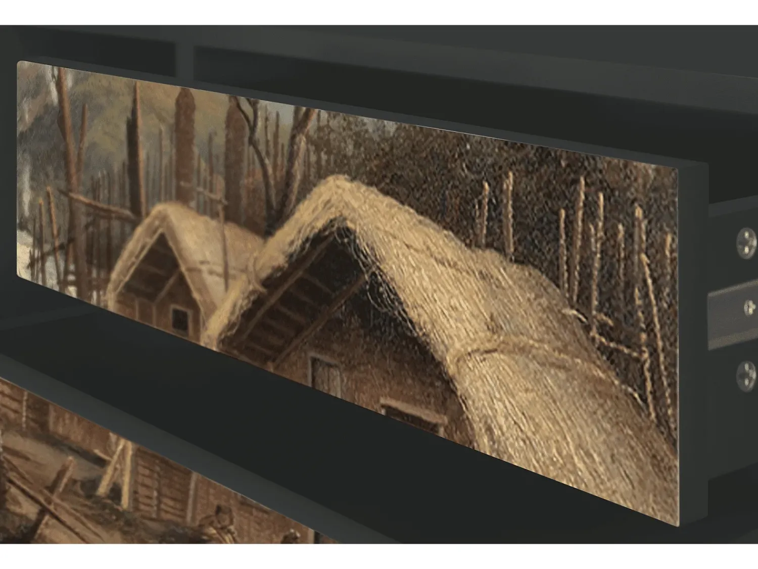 Hot Mueble de TV - 170х59х48 cm - T4 - View Across the Plains , Antracite Cinza antracite