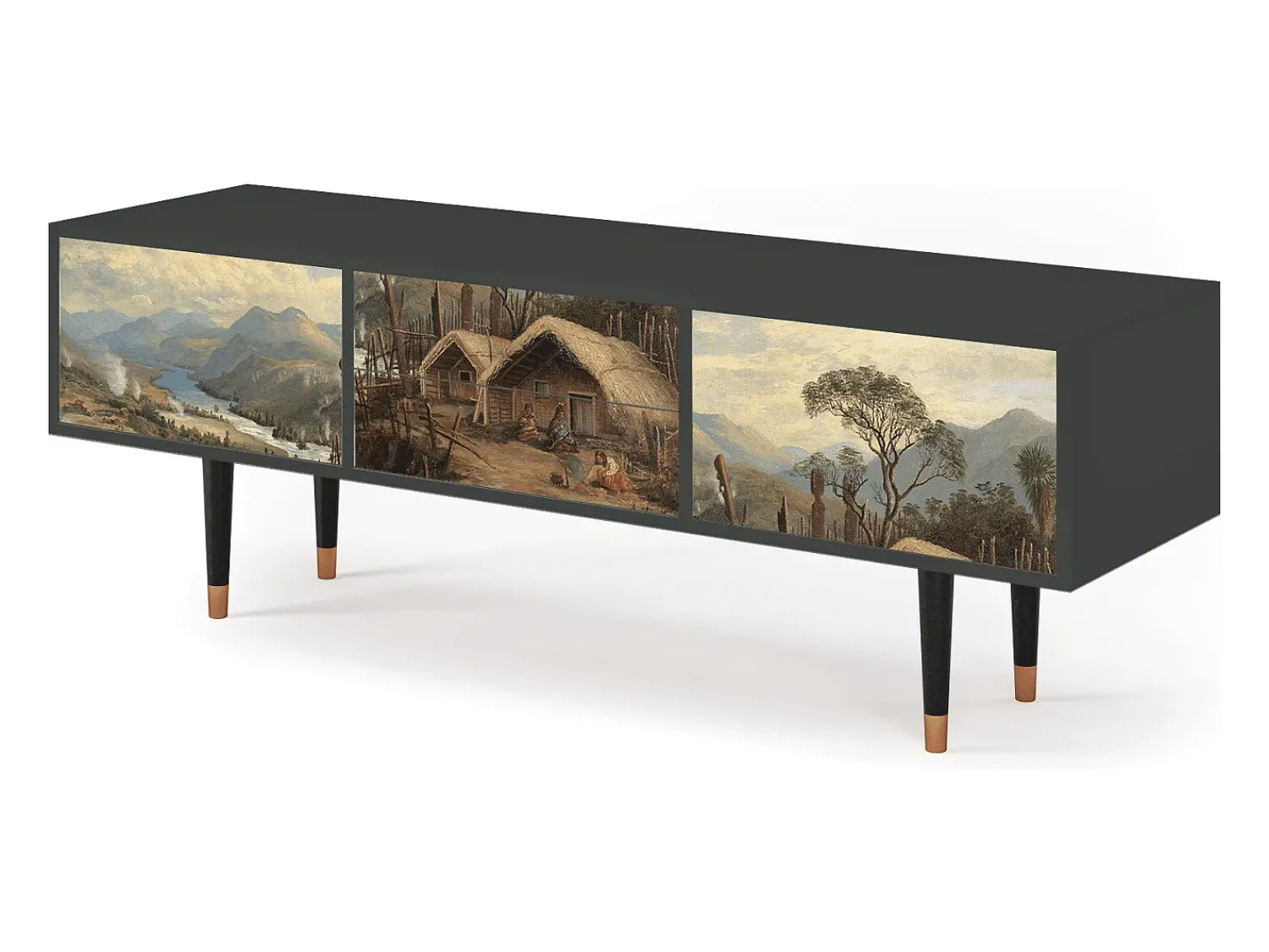 Hot Mueble de TV - 170х59х48 cm - T4 - View Across the Plains , Antracite Cinza antracite