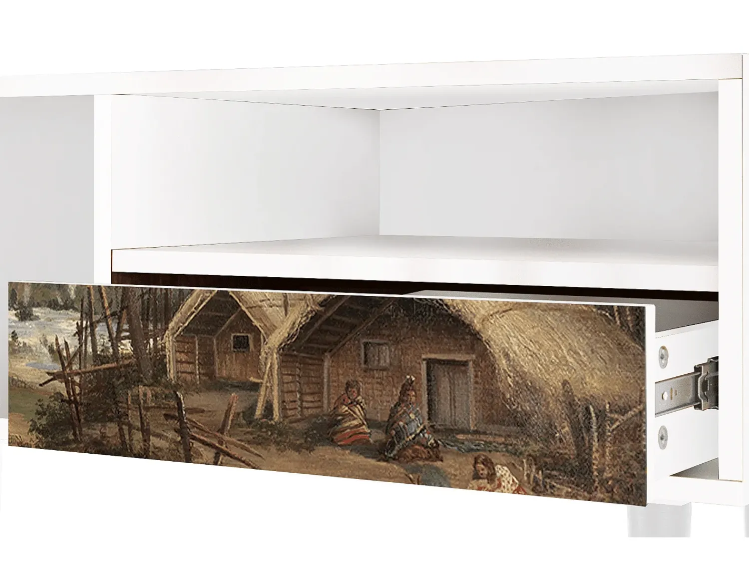 Mueble de TV - 115х59х48 cm - T3 - View Across the Plains , Branco^ Móvel De Tv