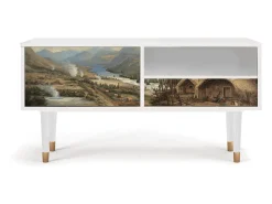 Mueble de TV - 115х59х48 cm - T3 - View Across the Plains , Branco^ Móvel De Tv