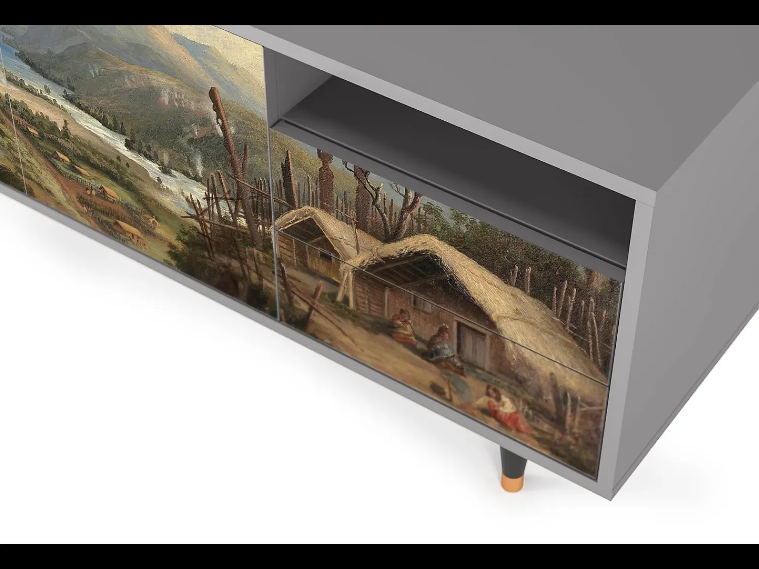 Mueble de TV - 125х56х41 cm - T7 - View Across the Plains , Cinza^ Móvel De Tv