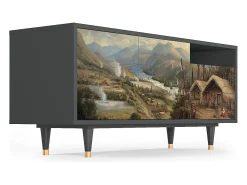 Móvel De Tv| Mueble de TV - 125х56х41 cm - T7 - View Across the Plains , Antracite Cinza antracite