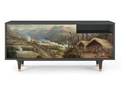 Móvel De Tv| Mueble de TV - 125х56х41 cm - T7 - View Across the Plains , Antracite Cinza antracite