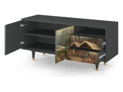 Móvel De Tv| Mueble de TV - 125х56х41 cm - T7 - View Across the Plains , Antracite Cinza antracite
